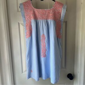 Elegant Blue and Pink Gingham Mini Dress